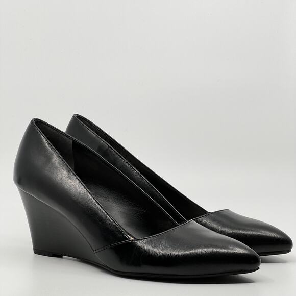 Franco Sarto Frankie Black Wedge Pump Women's 8.5M Pointed Toe - Picture 2 of 8